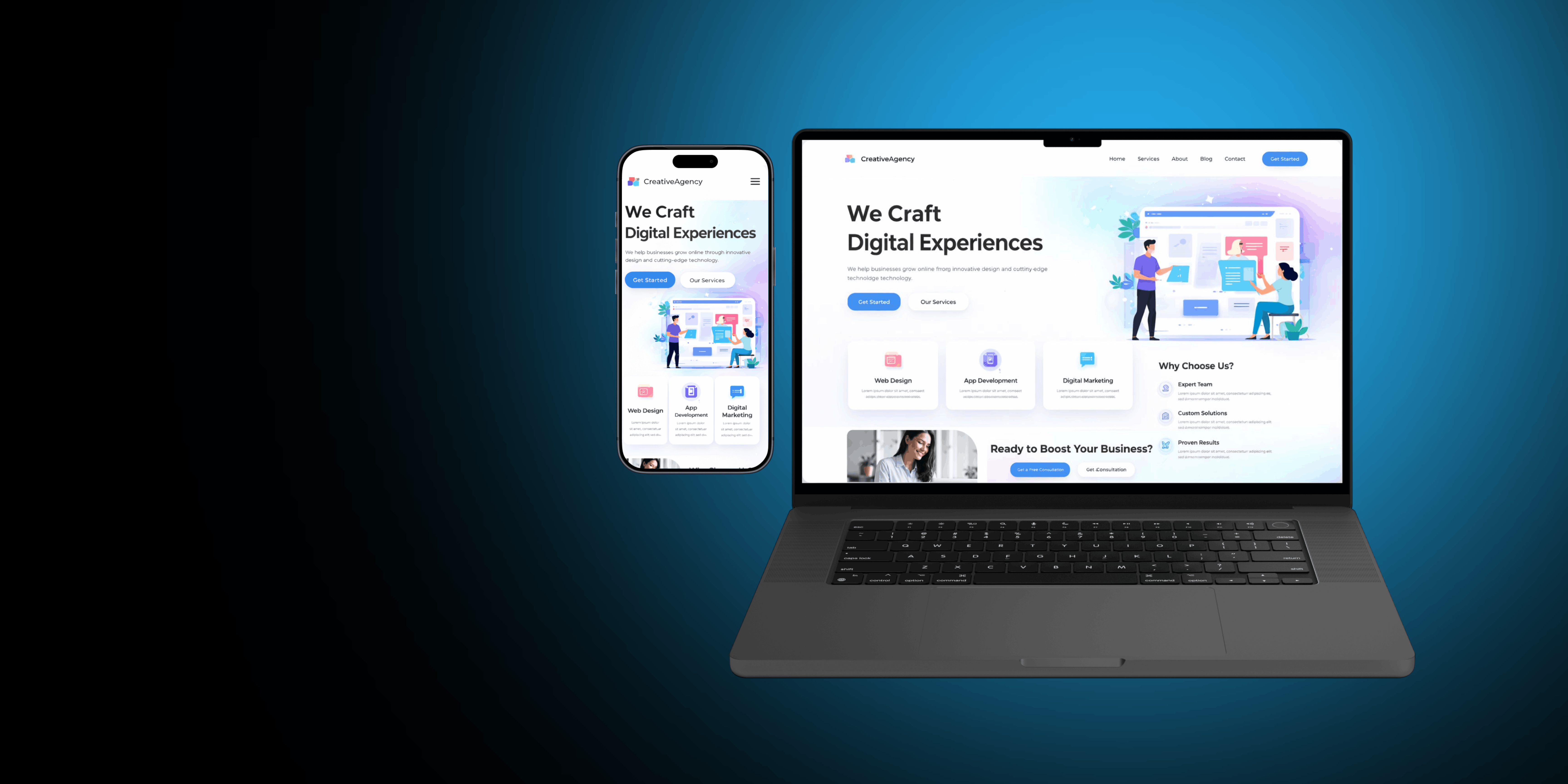 Abstrakter Hintergrund mit digitaler Technologie auf verschiedenen Endgeräten